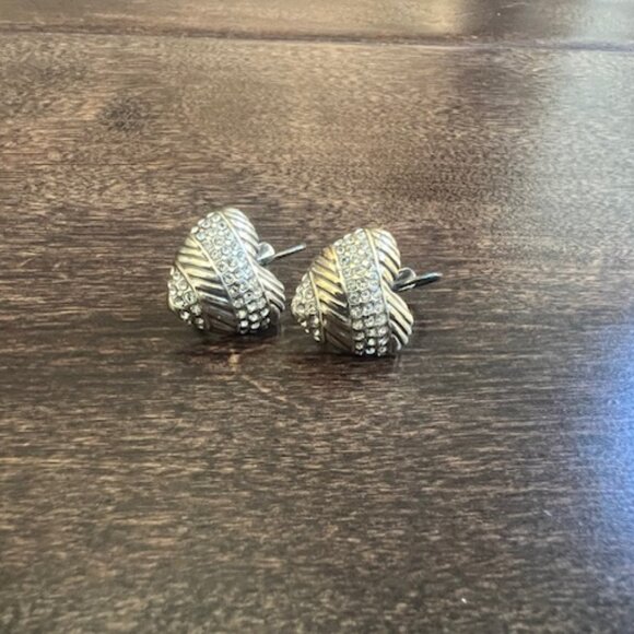 Brighton Silver Meridian Heart Earrings with Crystals – Silver Leverback - Picture 2 of 9